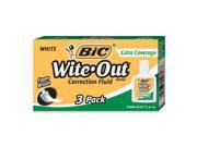 Wite Out Extra Coverage Correction Fluid 20 ml Bottle White 3 Pack