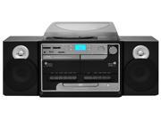 Pylepro - Turntable Boombox Multimedia System - Plays Am/fm Radio, Cds, Cassettes, Mp3s, - Usb/sd Memory Ports & Vinyl-to-mp3 Encoding
