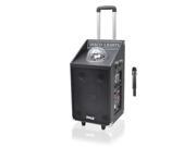 Pyle 600 Watt Bluetooth Battery Powered Portable PA Speaker System w USB SD Readers FM Radio AUX Input Wireless Microphone and Flashing Lights