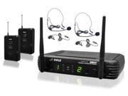 PylePro Premier Series Professional UHF Microphone System with 2 Body Pack Transmitters 2 Headset 2 Lavalier Microphones with Selectable Frequencies