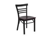 HERCULES Series Black Ladder Back Metal Restaurant Chair Mahogany Wood Seat