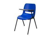 Blue Ergonomic Shell Chair with Left Handed Flip Up Tablet Arm