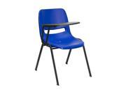 Blue Ergonomic Shell Chair with Right Handed Flip Up Tablet Arm