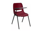Burgundy Ergonomic Shell Chair with Right Handed Flip Up Tablet Arm