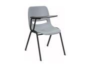 Gray Ergonomic Shell Chair with Right Handed Flip Up Tablet Arm