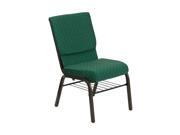Flash Furniture Hercules Series 18.5'' Wide Green Patterned Church Chair With 4.25'' Thick Seat Book Rack - Gold Vein Frame [xu-ch-60096-gn-bas-gg]