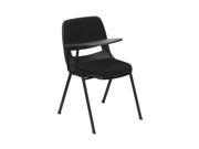 Black Padded Ergonomic Shell Chair with Right Handed Flip Up Tablet Arm