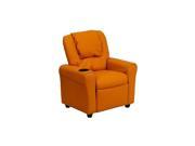 Contemporary Orange Vinyl Kids Recliner with Cup Holder and Headrest [DG ULT KID ORANGE GG]