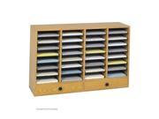 Safco 9494MO Wood Adjustable Literature Organizer 32 Compartment w. Drawer 39 1 4 w x 11 3 4 d x 25 1 4 h Oak