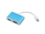 2 in 1 Aluminum Mini DP Display Port to HDMI VGA Adapter Cable for Apple MacBook Pro Air Blue