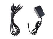 9V 1A DC Guitar Effect Pedal Power Supply Adapter with 7 Way Daisy Chain Cable Kit