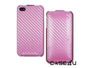 [CASE4U] iPhone-4S Leather Case- Pink (Carbon Fiber)  Screen Protector Skin   Anti-dust cap   Wrap