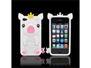 White Royal Piglet Rubbery Soft Silicone Skin Case For Apple Iphone 4/4S