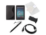 Google Nexus 7 Basic Combo Package W/black Crystal Silicone S Case, Screen Protector Film Guard, Micro USB Data Cable, USB Rubberized Car Charger Adapter (3000
