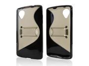Smoke/ Black S Design Crystal Silicone Skin & Hard Back Case W/ Kickstand For LG Google Nexus 5
