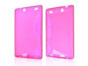 Clear/ Frost Hot Pink S-Shape Crystal Silicone Skin Case for Amazon Kindle Fire HD 7 2013