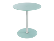 Glass Accent Table Tempered Glass steel 17 Dia. X 19 High White silver