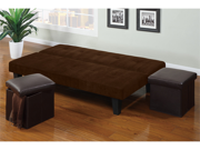 Adjustable Sofa w/ 2 Pieces Ottoman in Microfiber Brown by Poundex