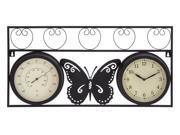 Benzara 35420 Sophisticated Metal Clock Thermometer with Stylish Look