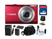 Canon PowerShot A4000 IS (Red) 16.0 MP 8X Optical Zoom 28mm Wide Angle Digital Camera with 720p HD Video Recording, Everything You Need Kit, 6150B001