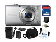 Canon PowerShot A4000 IS (Silver) 16.0 MP 8X Optical Zoom 28mm Wide Angle Digital Camera with 720p HD Video Recording, Everything You Need Kit, 6148B001