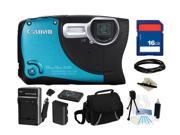 Canon PowerShot D20 Blue, Black 12.1 MP 5X Optical Zoom Waterproof Shockproof 28mm Wide Angle Digital Camera HDTV Output, Everything You Need Kit, 6145B001