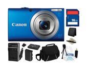 Canon PowerShot A4000 IS (Blue) 16.0 MP 8X Optical Zoom 28mm Wide Angle Digital Camera with 720p HD Video Recording, Everything You Need Kit, 6152B001