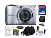 Canon PowerShot A1300 16.0 MP Digital Camera (Silver) with 5x Digital Image Stabilized Zoom 28mm Wide-Angle Lens with 720p HD Video Recording, Everything You Ne