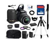 Nikon D3100 14.2MP Digital SLR Camera with 18-55mm f3.5-5.6 AF-S DX VR Nikkor Zoom Lens and Nikon AF-S DX VR Zoom-Nikkor 55-200mm f/4-5.6G IF-ED Lens, Everythin