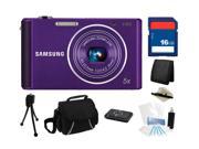 SAMSUNG ST76 16.1 MP (Purple) 5X Optical Zoom 25mm Wide Angle Digital Camera, Everything You Need Kit, EC-ST76ZZFPLUS