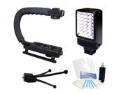 Camcorder LED Video Light with Stabilizer Handle Grip Accessories Kit for Samsung SMX-F50 HMX-QF20 HMX-Q10 HMX-F80 HMX-H300 SMX-F43