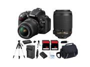 Nikon D5200 24.1 MP Digital SLR Camera w/ 18-55 & 55-200 Lens + 32GB Bundle Kit