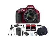 Nikon D5200 (Red) Digital SLR Camera (Kit w/ 18-55 VR Lens) + 32GB Bundle Kit