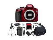 Nikon D3200 - (RED) 24.2 MP Digital SLR Camera Body Only Starter's Bundle