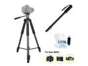 75-Inch Professional tripod + Monopod bundle for Canon D1300 IS, SD3500 IS