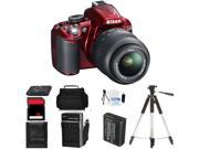 Nikon D3100 Digital SLR Camera & 18-55mm (RED) Body Beginner Birthday Bundle