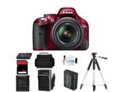 Nikon D5200 Digital SLR Camera & 18-55mm Body Beginner Birthday Bundle (RED)