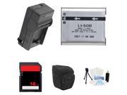 9 Piece Accessory kit for Olympus Tough TG-820 iHS+ Battery + Charger + Case