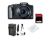 Canon PowerShot SX170 Digital Camera + Extra NB-6LH Battery +16GB Bundle (Black)