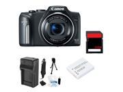 Canon PowerShot SX170 Digital Camera + Extra NB-6LH Battery +32GB Bundle (Black)