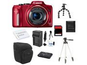 Canon PowerShot SX170 IS 16.0 MP Digital Camera + 32GB Essential Bundle (Red)