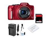 Canon PowerShot SX170 Digital Camera + Extra NB-6LH Battery +16GB Bundle (Red)
