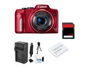 Canon PowerShot SX170 Digital Camera + Extra NB-6LH Battery +32GB Bundle (Red)