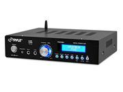 Pyle PDA5BU 200 Watts Bluetooth Stereo Amplifier w AM FM USB SD Flash Drive Remote and Blue LCD Screen
