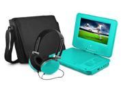 Ematic EPD707TL 7 Inch Portable DVD Player with Matching Headphones and Bag Teal