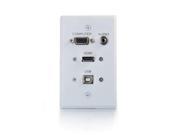 C2G Cables to Go 39706 HDMI VGA 3.5MM Audio and USB Pass Through Single Gang Wall Plate White