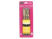 Pigma Micron Pen Set Assorted Sizes 3 Pkg Black