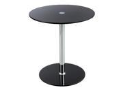 Glass Accent Table Tempered Glass steel 17 Dia. X 19 High Black silver