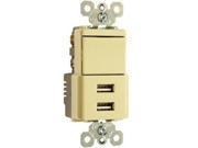 Legrand TM83USBICC6 USB Charger with Single Pole 3 Way Switch Ivory