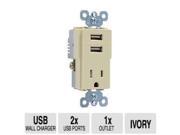 Legrand TM8USBICC6 USB Charger with Tamper Resistant Receptacle Ivory
